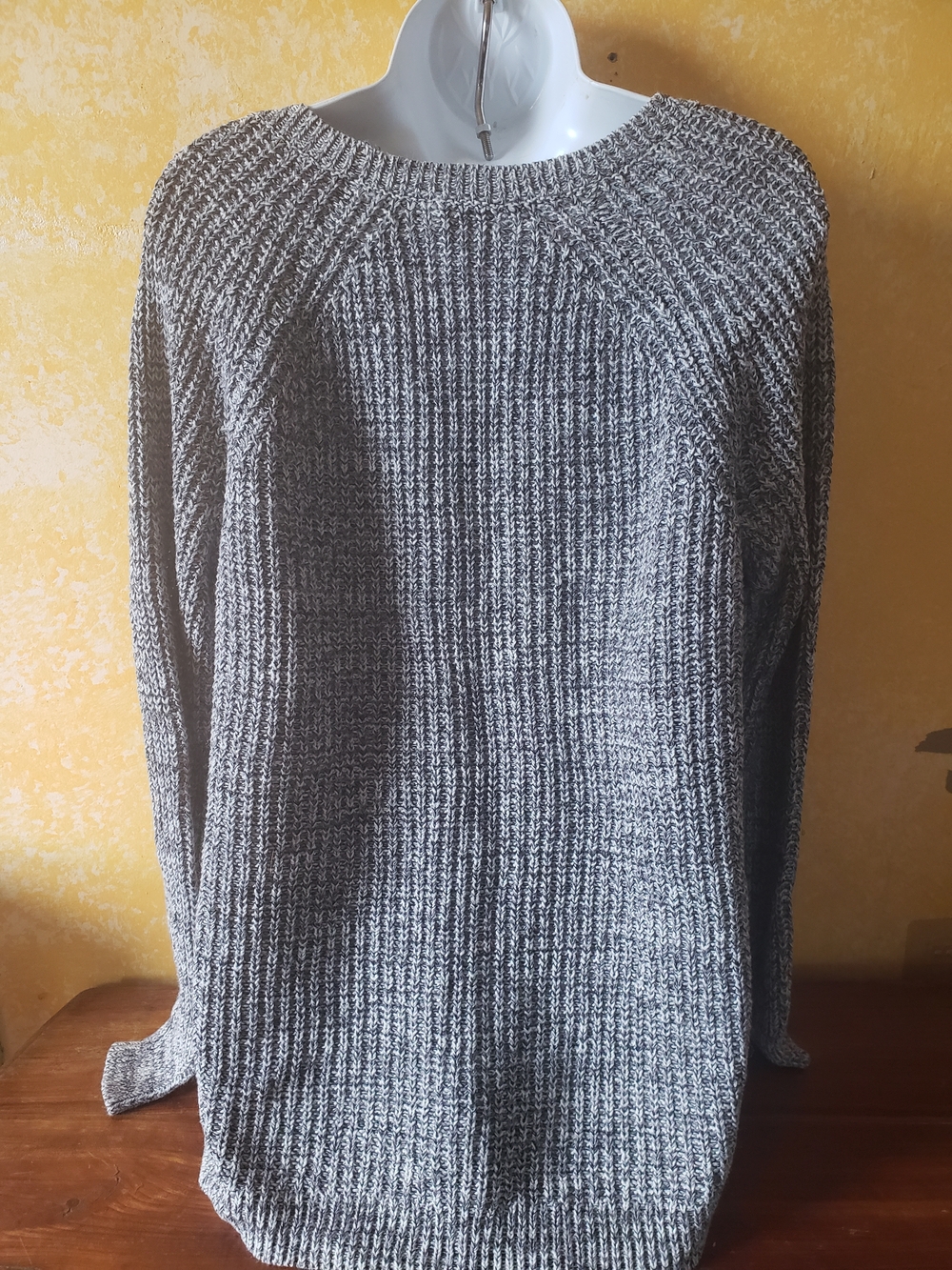 Faded Glory Gray Marled Cable Knit Scoop Neck Sweater - Picture 4 of 4